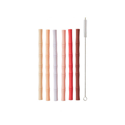 product image for bamboo silicone straw pack of 6 cherry red vanilla oyoy m107200 1 95