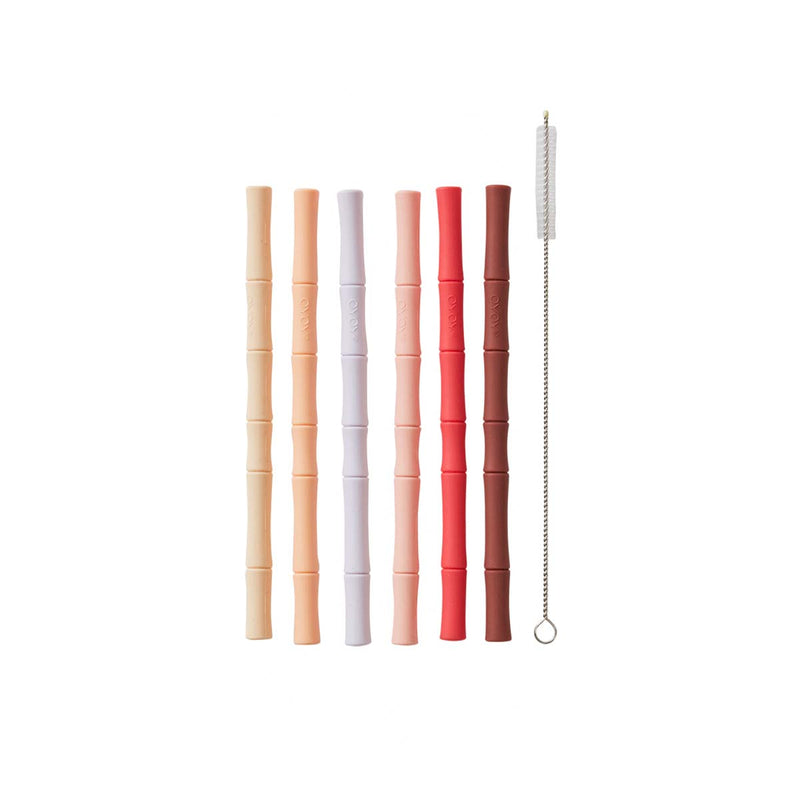 media image for bamboo silicone straw pack of 6 cherry red vanilla oyoy m107200 1 275