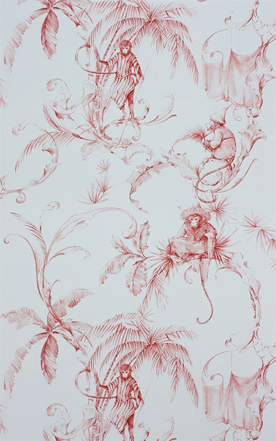 product image of Barbary Toile Wallpaper in Coral Red by Nina Campbell for Osborne & Little 530