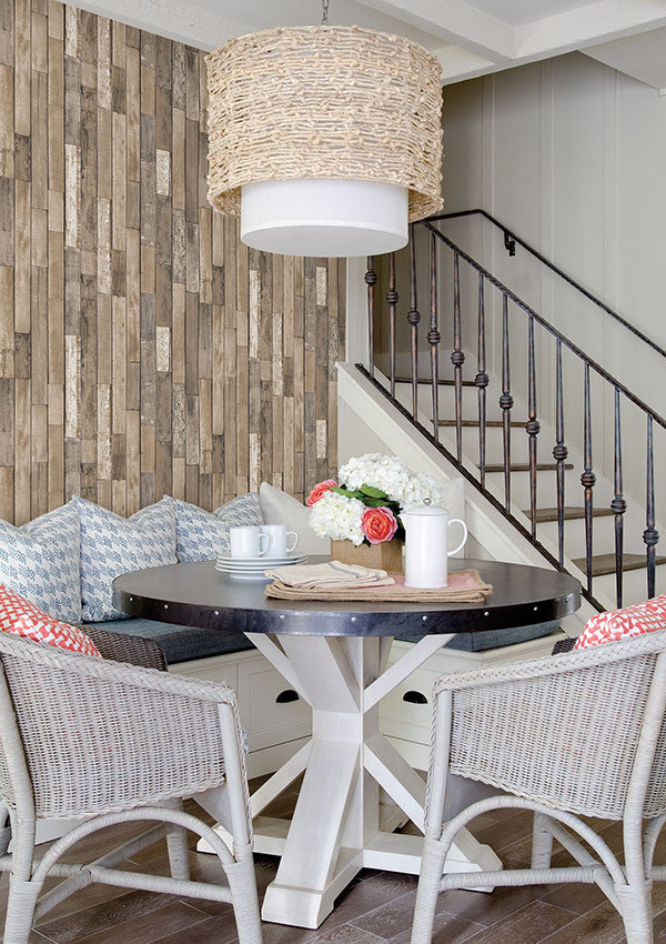 media image for Barn Board Brown Thin Plank Wallpaper from the Essentials Collection by Brewster Home Fashions 235