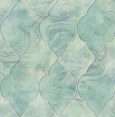 product image of Baroque Glass Wallpaper in Blue, Gold, and Cream from the Aerial Collection by Mayflower Wallpaper 594