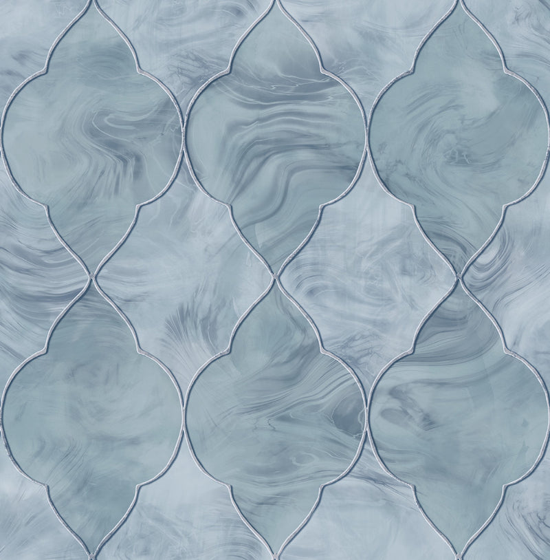 media image for Baroque Glass Wallpaper in Blue, Silver, and Grey from the Aerial Collection by Mayflower Wallpaper 267