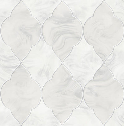 product image of Baroque Glass Wallpaper in Silver, Grey, and Ivory from the Aerial Collection by Mayflower Wallpaper 556