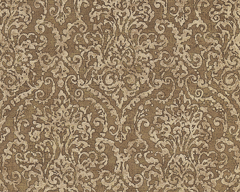 media image for Baroque Scroll Wallpaper in Beige and Brown design by BD Wall 292