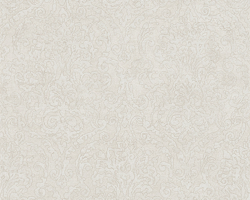 media image for Baroque Scroll Wallpaper in Grey and Cream design by BD Wall 217
