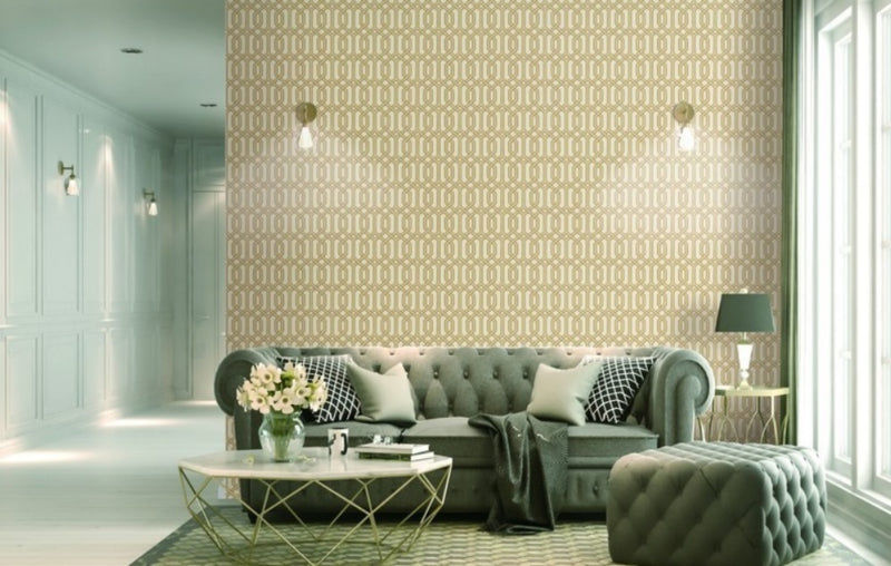 media image for Bea Textured Geometric Wallpaper in Beige and Gold by BD Wall 267