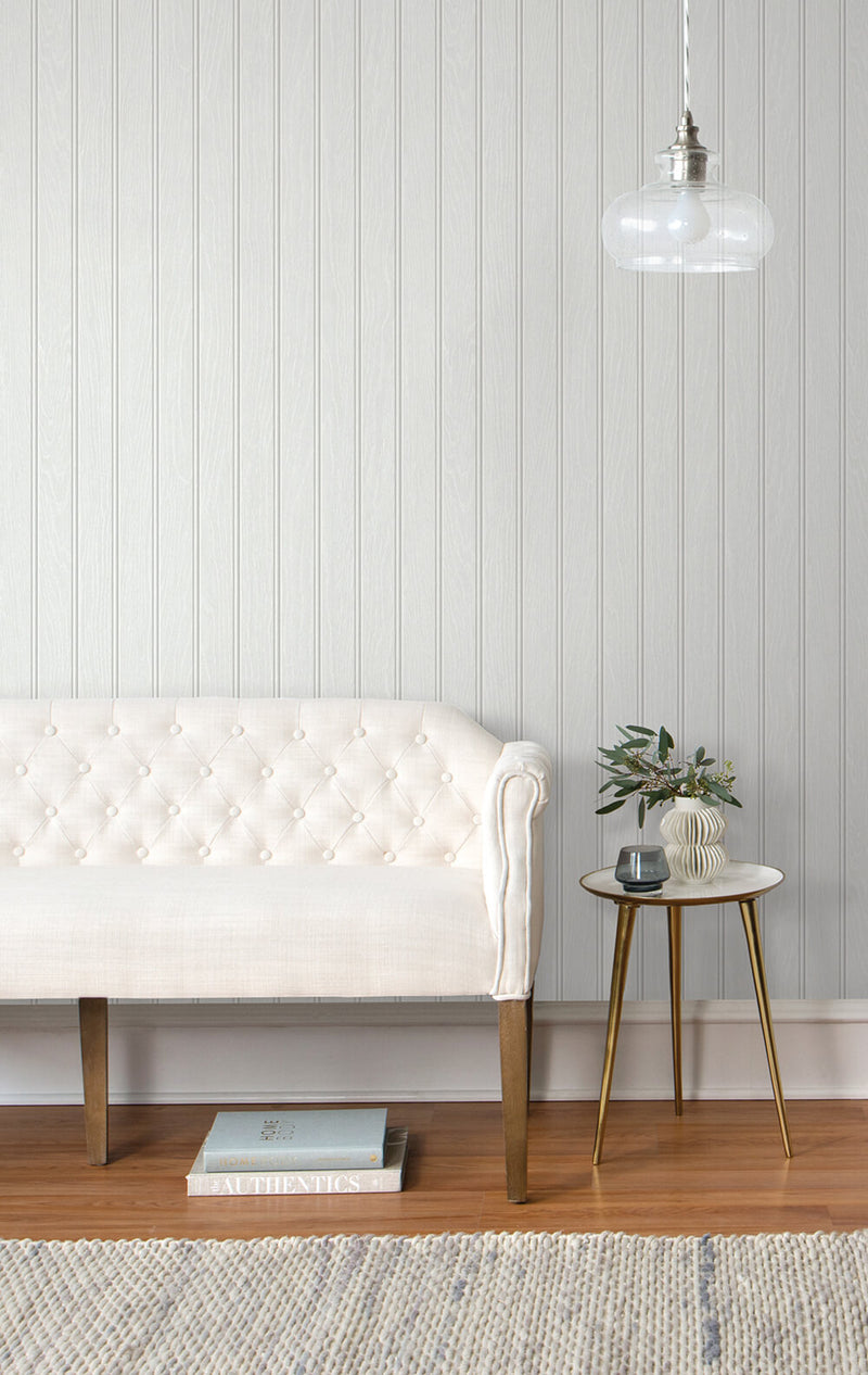 media image for Beadboard Peel-and-Stick Wallpaper in Off-White by NextWall 218