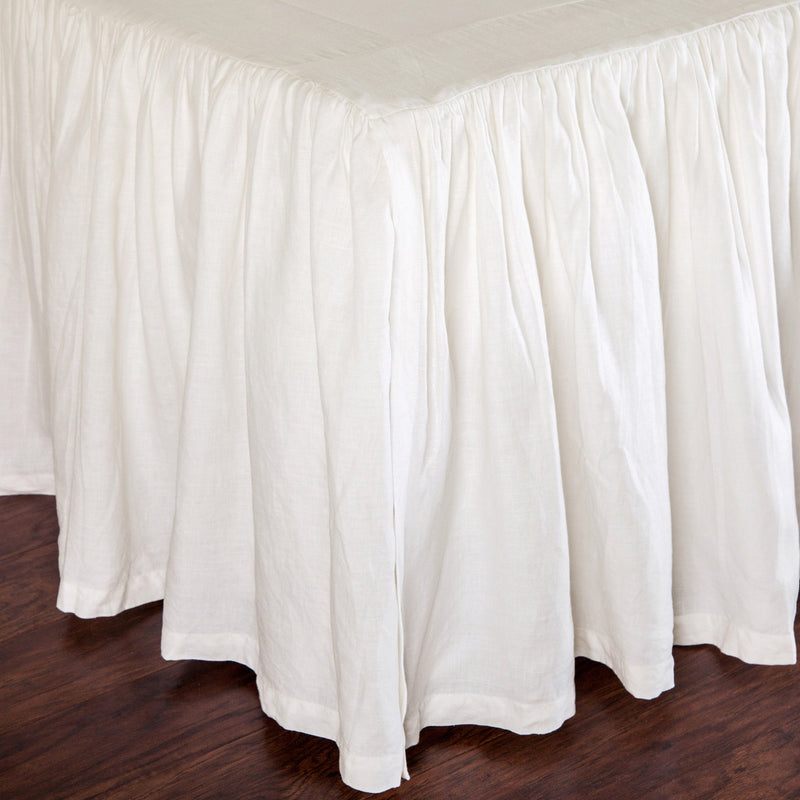 media image for Gathered Linen Bedskirt in White design by Pom Pom at Home 25