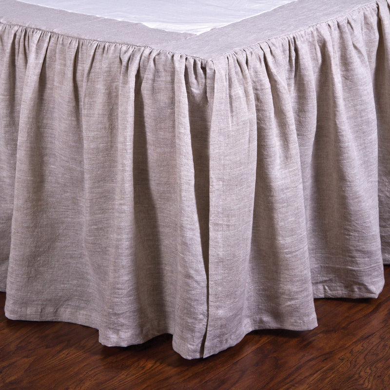 media image for Gathered Linen Bedskirt in Flax design by Pom Pom at Home 223