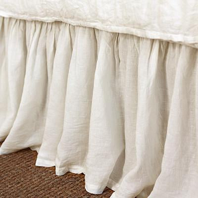 media image for Gathered Linen Bedskirt in White design by Pom Pom at Home 249
