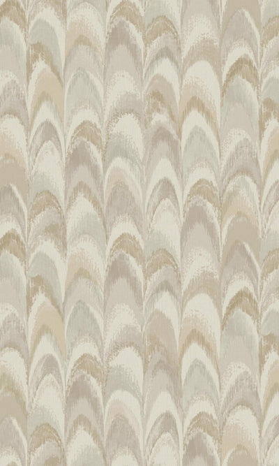 product image for Beige & Cream Peacock Feather-Inspired Geometric Wallpaper by Walls Republic 0