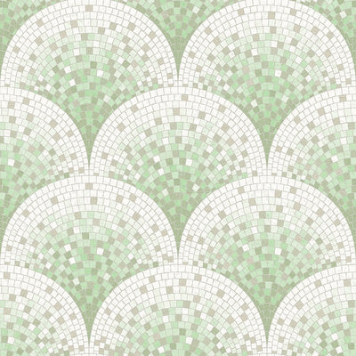 product image for Bella Textured Tile Effect Wallpaper in Green and Metallic by BD Wall 45