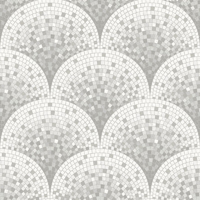 product image of Bella Textured Tile Effect Wallpaper in Pearl and Grey by BD Wall 597