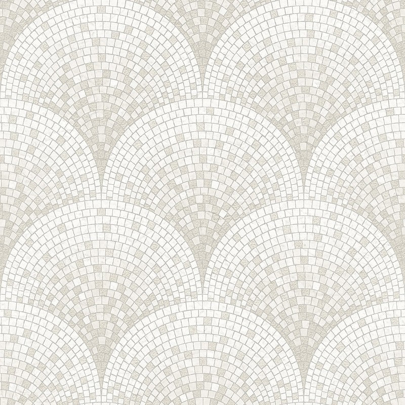 Shop Sample Bella Textured Tile Effect Wallpaper in Silver and Ivory by