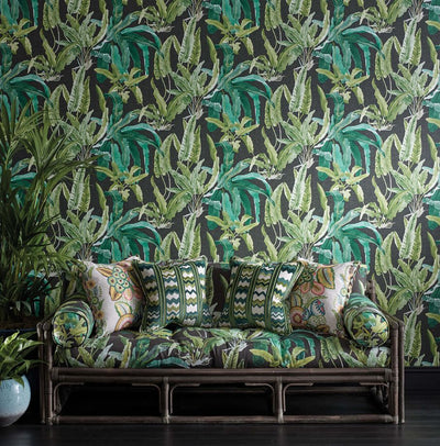 product image of Benmore Wallpaper in Emerald and Ebony from the Ashdown Collection by Nina Campbell for Osborne & Little 594