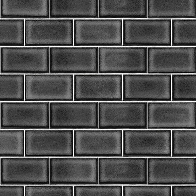 product image for Berkeley Brick Tile Wallpaper in Black by BD Wall 72