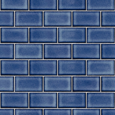 product image for Berkeley Brick Tile Wallpaper in Dark Blue by BD Wall 20