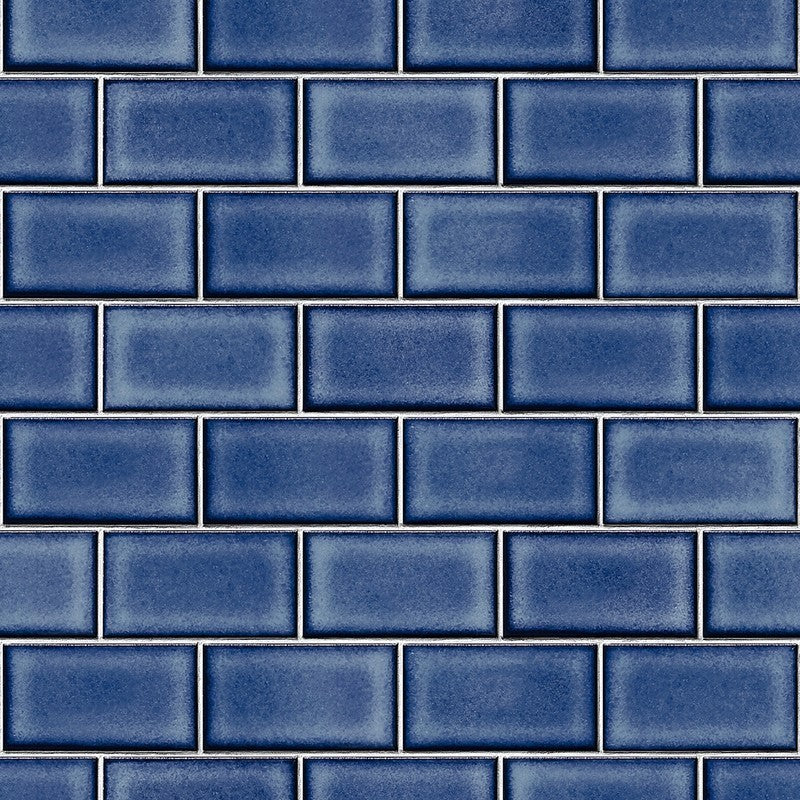 media image for Berkeley Brick Tile Wallpaper in Dark Blue by BD Wall 255