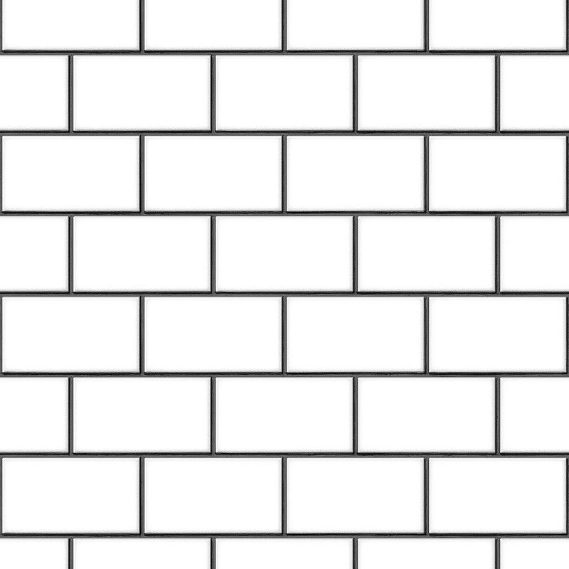 media image for Berkeley Brick Tile Wallpaper in White and Black by BD Wall 255