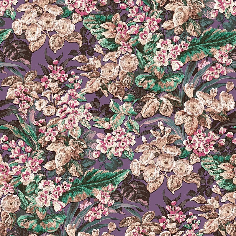 media image for Bessie Textured Floral Wallpaper in Purple Multi by BD Wall 24