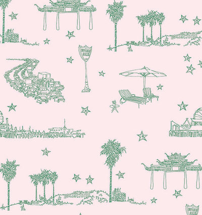 product image of sample best coast wallpaper in green and light pink by sandy white for cavern home 1 523