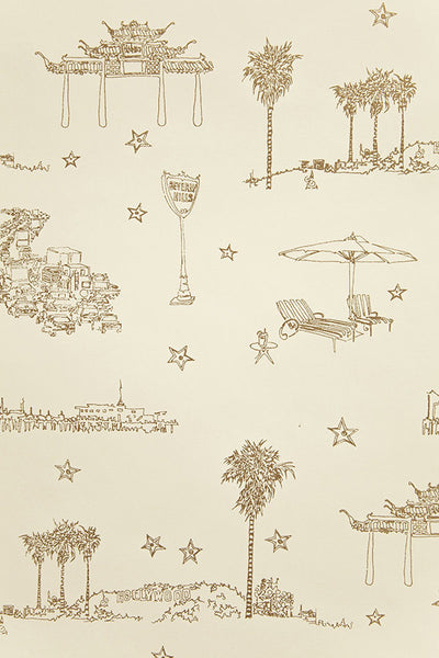 product image of Best Coast Wallpaper in Metallic Gold and Cream by Sandy White for Cavern Home 521