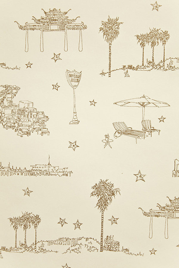 media image for Best Coast Wallpaper in Metallic Gold and Cream by Sandy White for Cavern Home 241