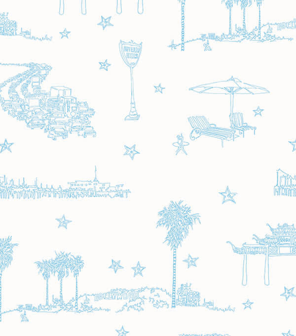 media image for Best Coast Wallpaper in Ocean Blue and White by Sandy White for Cavern Home 268