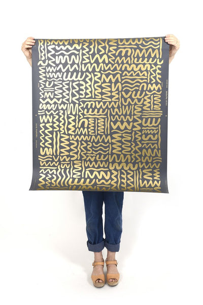 product image for Big Moon Wallpaper in Gold on Charcoal by Thatcher Studio 36