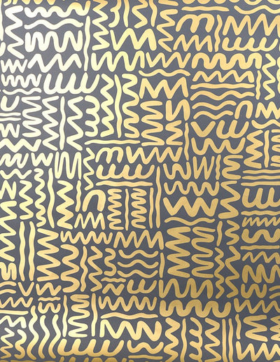 product image for Big Moon Wallpaper in Gold on Charcoal by Thatcher Studio 47