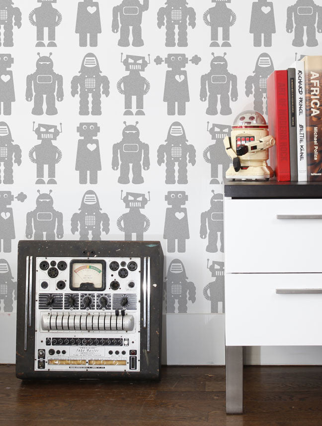media image for Big Robots Wallpaper in Tin design by Aimee Wilder 24