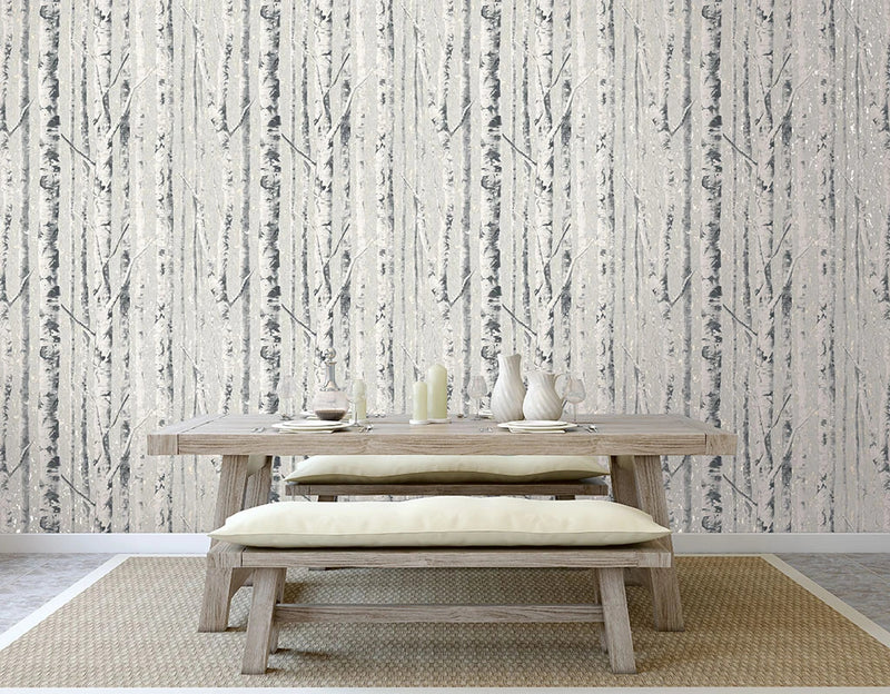 media image for Birch Wallpaper in Frost from the Sanctuary Collection by Mayflower Wallpaper 241