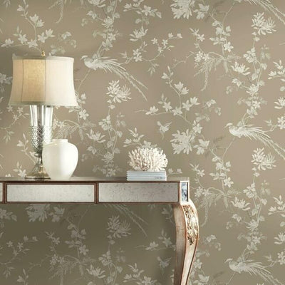product image for Bird And Blossom Chinoserie Wallpaper in Glint from the Ronald Redding 24 Karat Collection by York Wallcoverings 90
