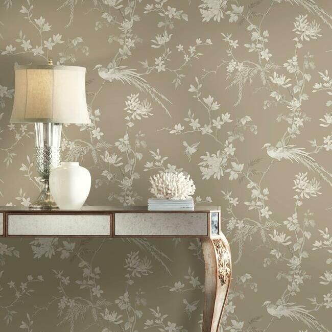 media image for Bird And Blossom Chinoserie Wallpaper in Glint from the Ronald Redding 24 Karat Collection by York Wallcoverings 281
