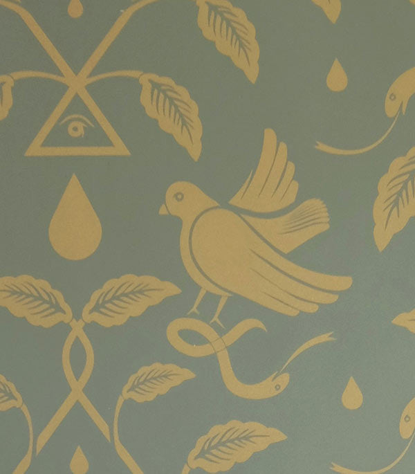 media image for Birds of Paradigm Wallpaper in Green and Gold by Cavern Home 264