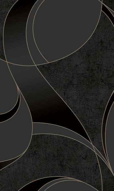 product image of Abstract Geometric Swirl Wallpaper in Black by Walls Republic 597