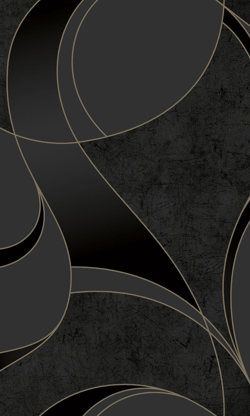 media image for Abstract Geometric Swirl Wallpaper in Black by Walls Republic 216