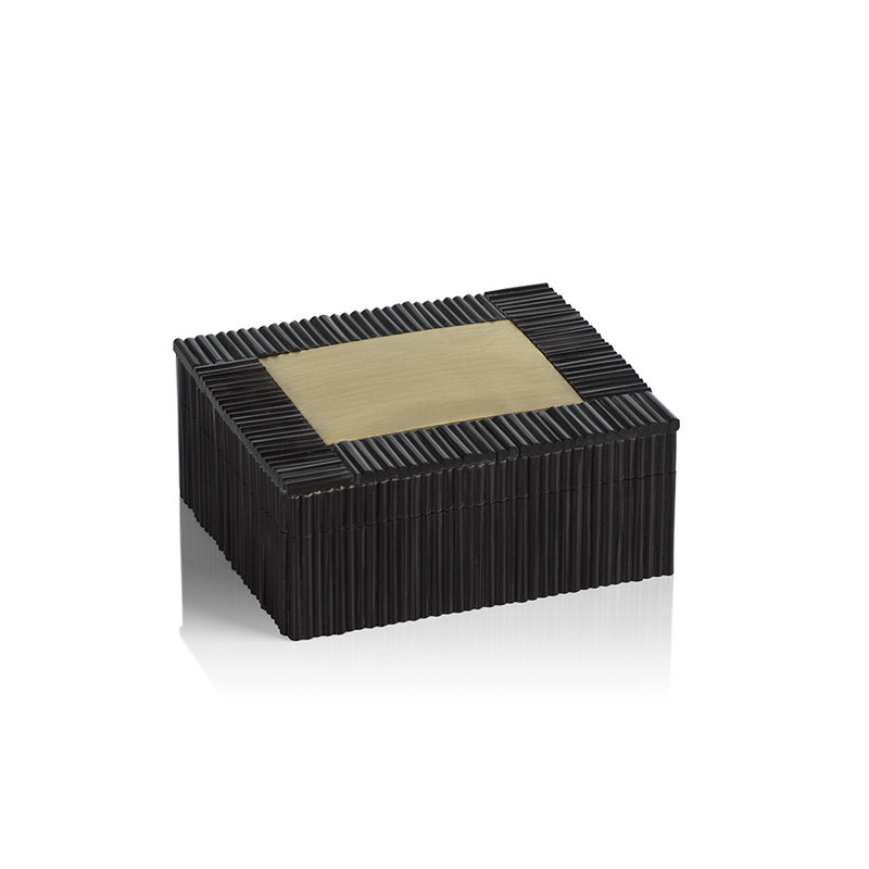 media image for Black Resin Inlaid and Brass Decorative Box 233