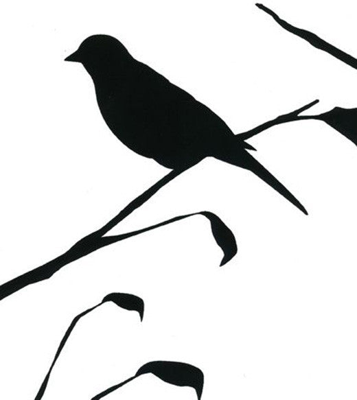 media image for Blackbird Wallpaper in White design by Cavern Home 288