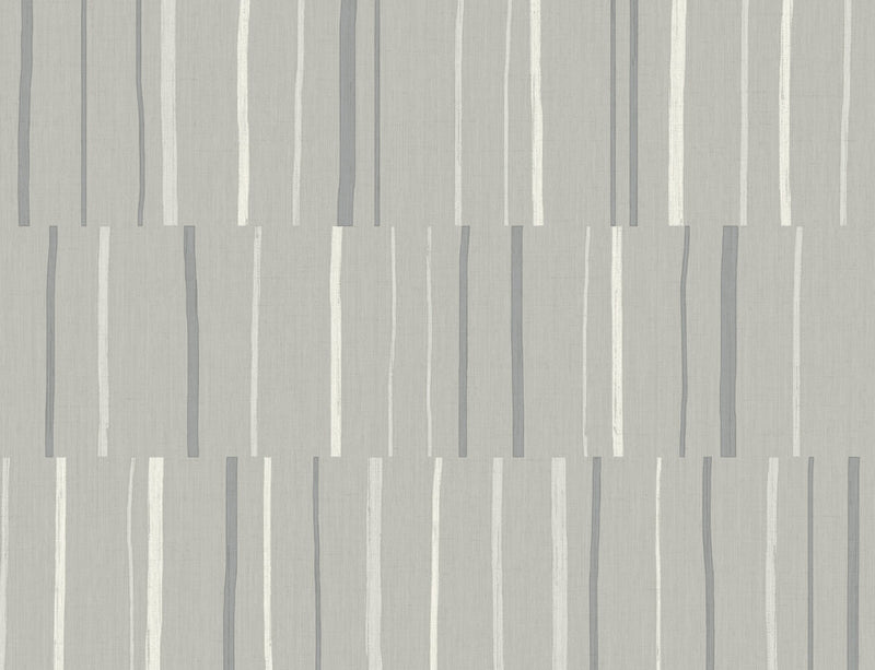 media image for Block Lines Wallpaper in Metallic Silver and Cove Grey from the Living With Art Collection by Seabrook Wallcoverings 297