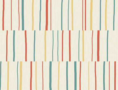 product image of Block Lines Wallpaper in Vermillion, Sunflower, and Teal from the Living With Art Collection by Seabrook Wallcoverings 58