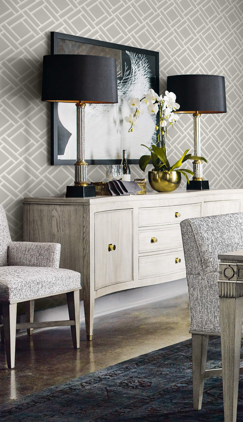 media image for Block Trellis Wallpaper in Cove Grey and Fog from the Luxe Retreat Collection by Seabrook Wallcoverings 27