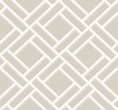 product image of Block Trellis Wallpaper in Cove Grey and Fog from the Luxe Retreat Collection by Seabrook Wallcoverings 547