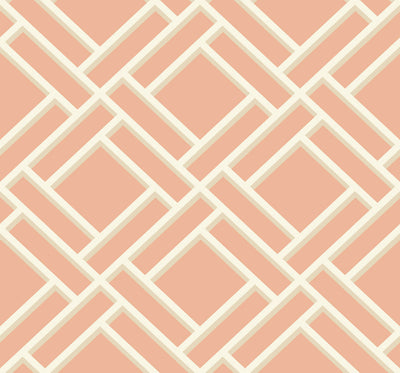 product image of Block Trellis Wallpaper in Melon and Arrowroot from the Luxe Retreat Collection by Seabrook Wallcoverings 566