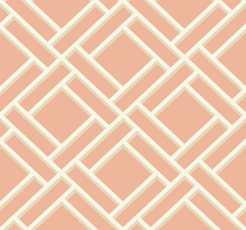 media image for Block Trellis Wallpaper in Melon and Arrowroot from the Luxe Retreat Collection by Seabrook Wallcoverings 276