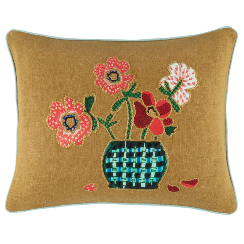 media image for Blooming Bouquet Embroidered Bronze Decorative Pillow 1 25