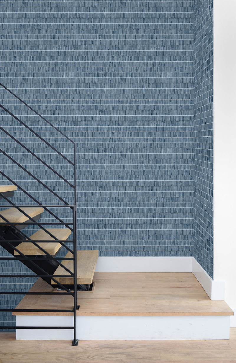 media image for Blue Grass Band Grasscloth Wallpaper in Hosta Blue from the More Textures Collection by Seabrook Wallcoverings 26