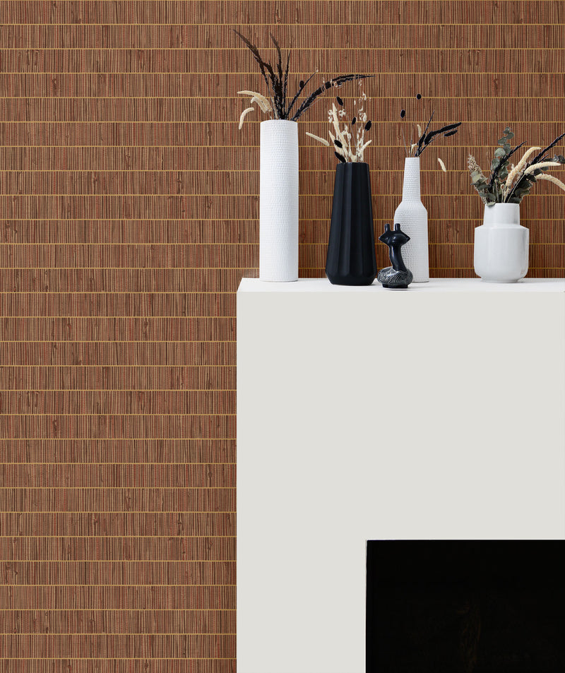 media image for Blue Grass Band Grasscloth Wallpaper in Terra Cotta from the More Textures Collection by Seabrook Wallcoverings 266