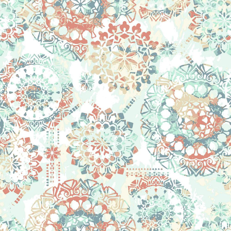 media image for Bohemian Peel & Stick Wallpaper in Orange and Blue by RoomMates for York Wallcoverings 250
