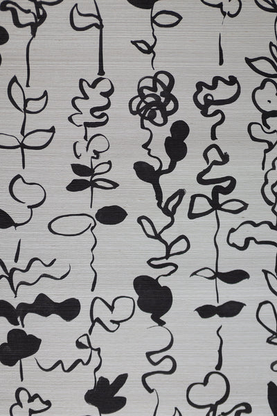 product image of Bossa Grasscloth Black Wallpaper 525